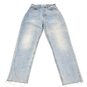 We The Free Women's Sz 27 Crvy Cropped Jean Frayed Hem Button-Fly High Rise 27"L